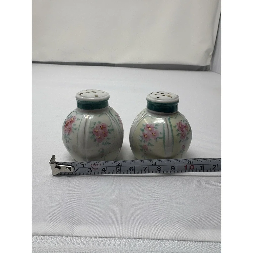 Vintage Salt & Pepper Shakers Hand Painted Floral Porcelain No Stopper Elegant